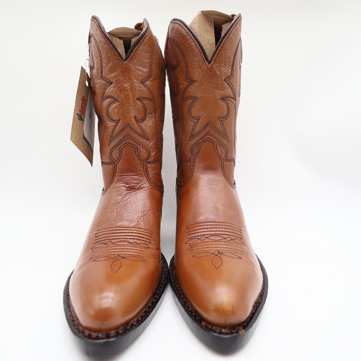 Vintage Laredo 28-2215 Brown Leather J Toe Western Boots Kids 2.5 NWT Deadstock