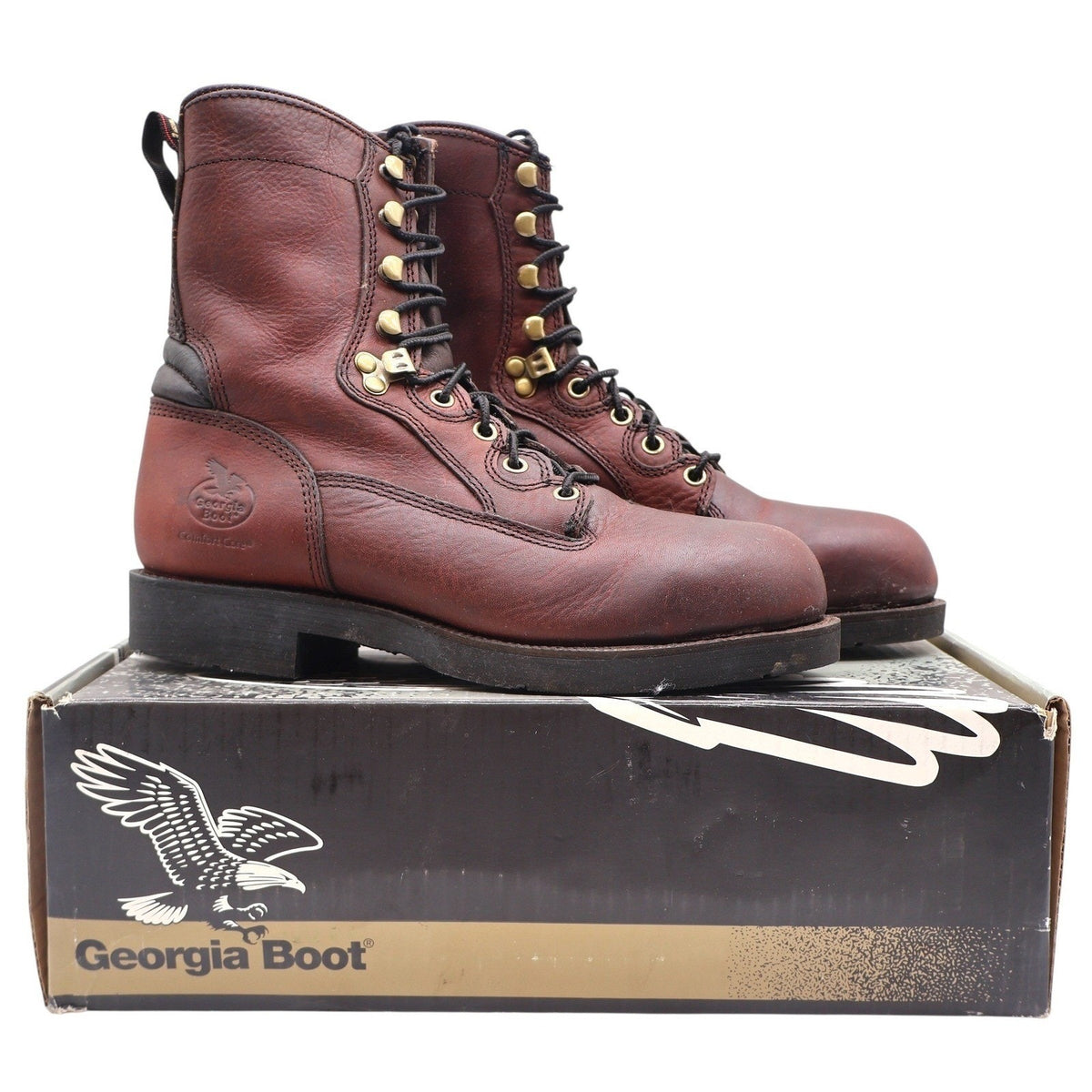 Georgia Boot Carbo-Tec G8945 Mens 8 M Steel Safety Toe Work Boots Brown Leather