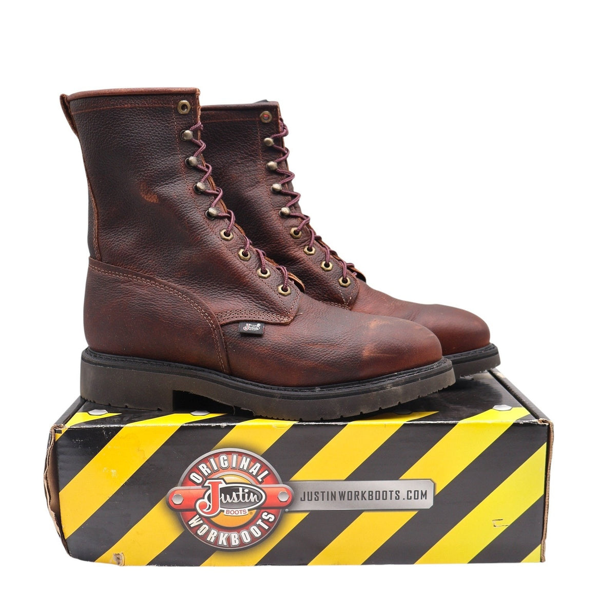 Justin Work Boots Mens 9.5 D 765 Briar Pitstop Steel Toe Leather USA Made NEW