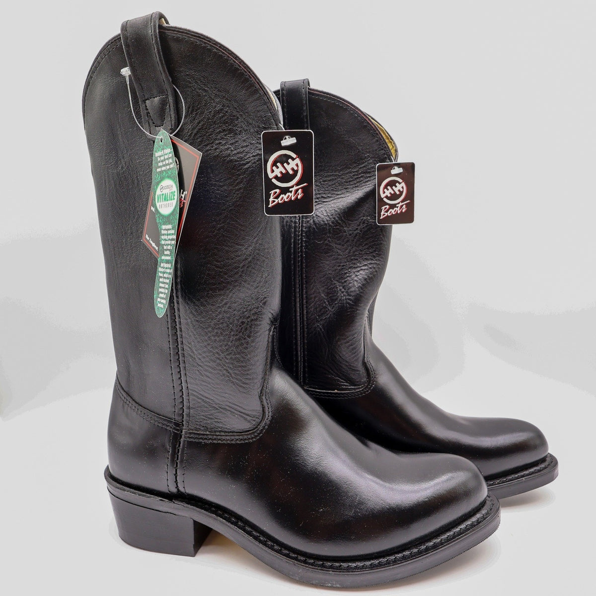 Double-H 4620 Work Western Boots Mens 9 D Black Leather NWT Made in USA Vibram