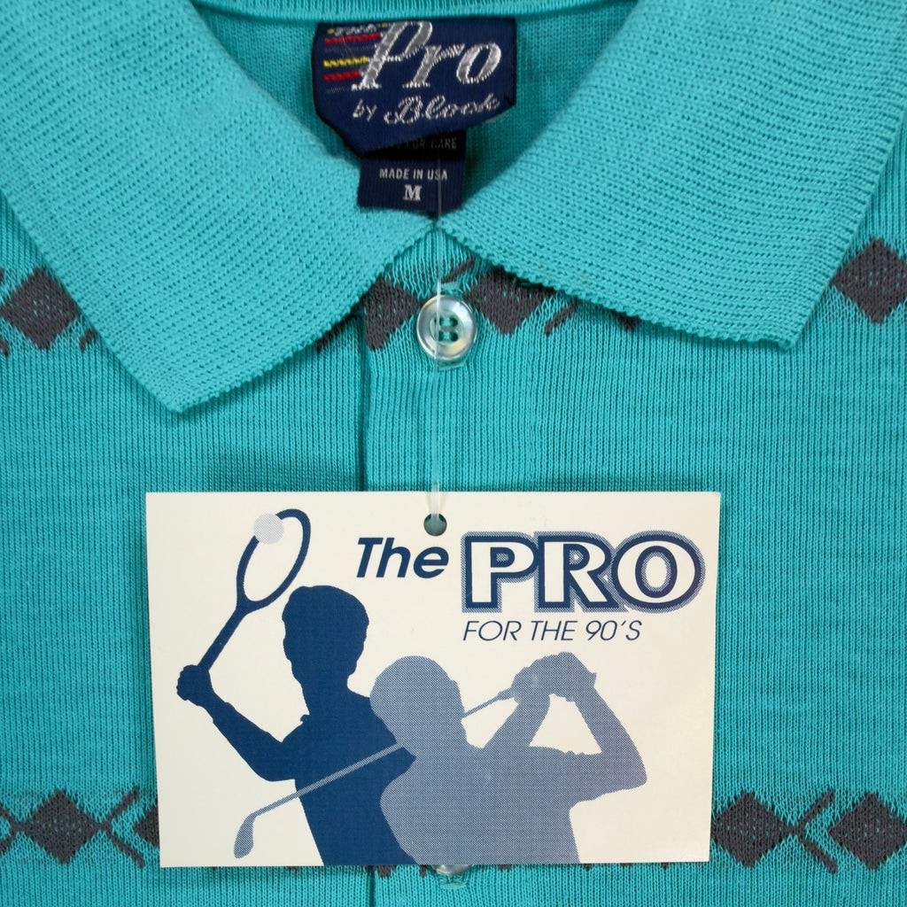 The Pro Black Watch Men's Medium Polo Shirt Turquoise Made in USA
