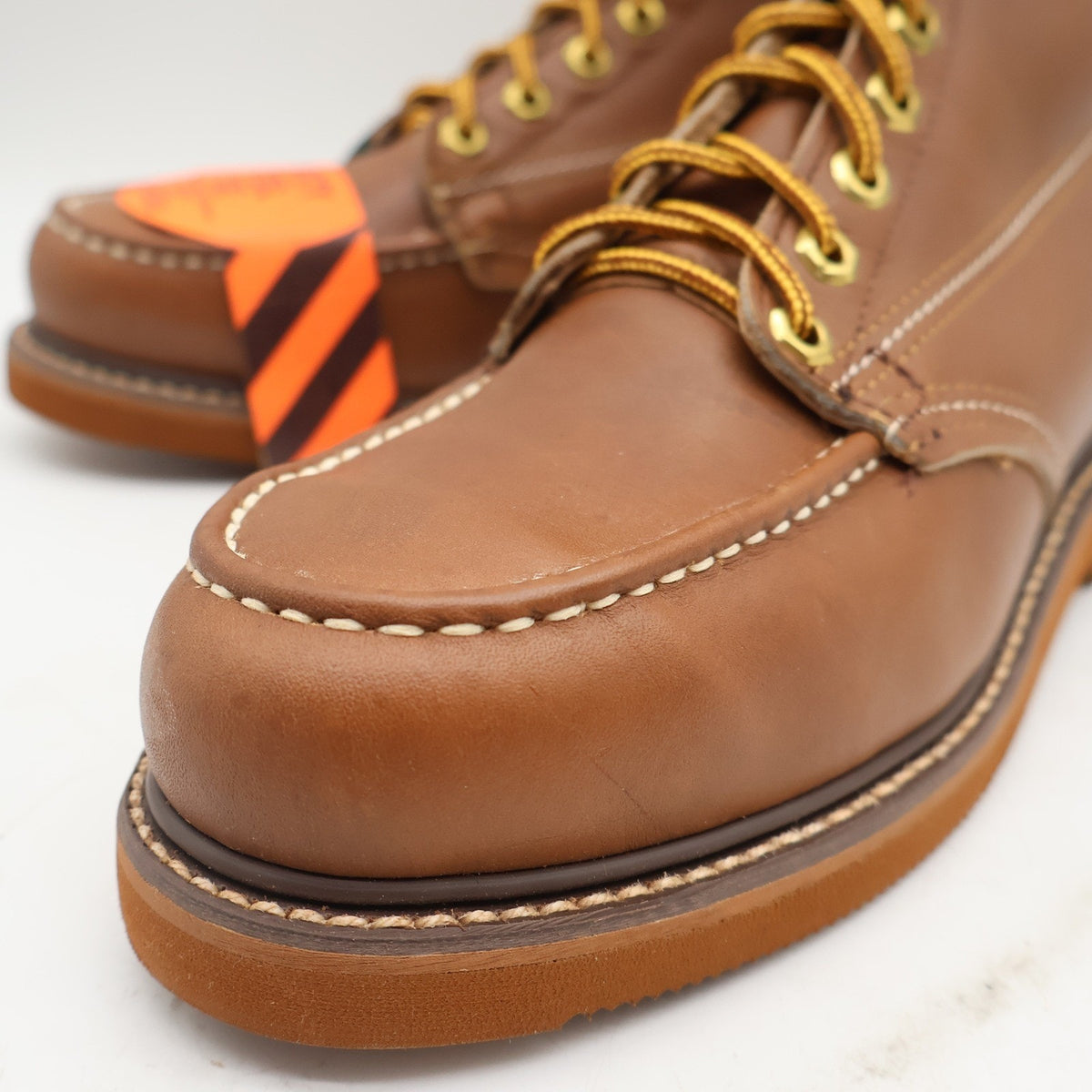 Walker Work Boots Mens 7.5 D Vintage USA Steel Toe Leather Brown Moc Toe 1302