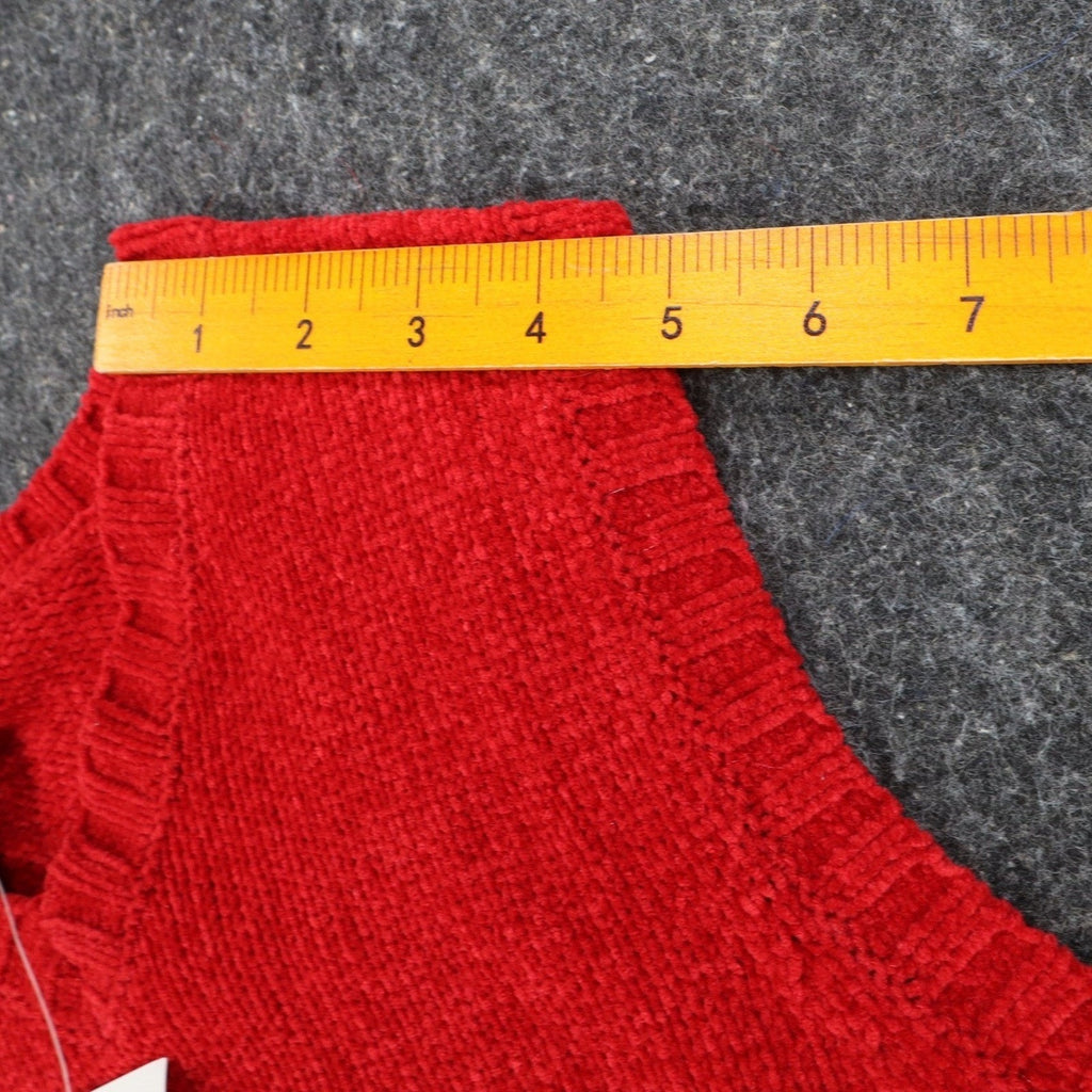 Nuggets Sweater Vest Medium Red Vintage 90s Chenille Knit V-Neck RN 94829