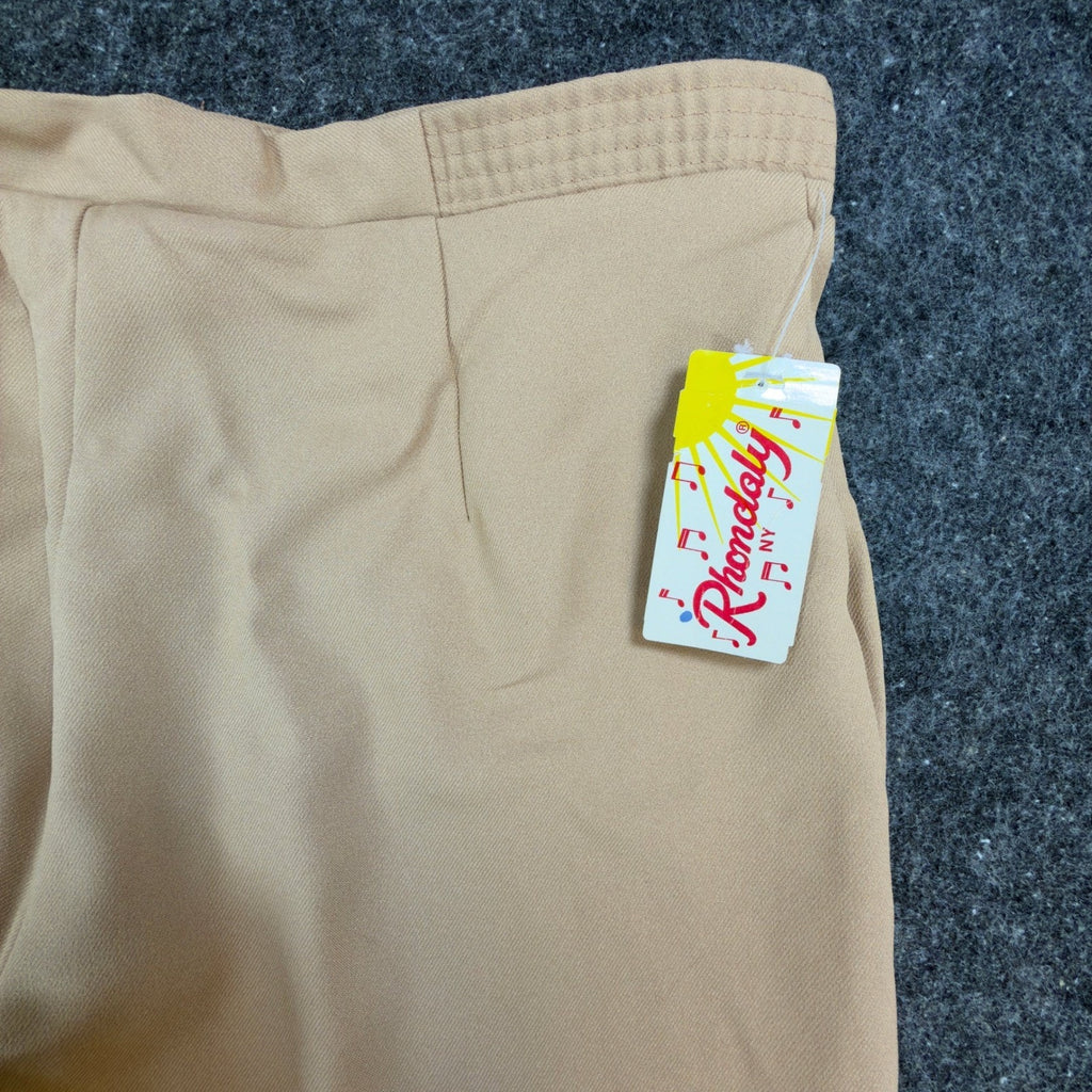 Rhondaly NY Dress Pants Womens 20 Vintage 70s Beige Polyester Straight Leg NWT