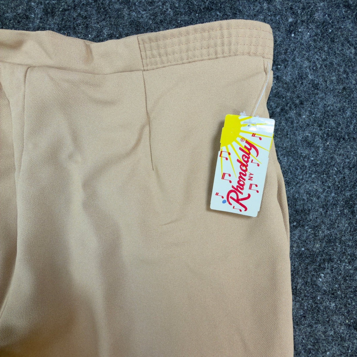 Rhondaly NY Dress Pants Womens 20 Vintage 70s Beige Polyester Straight Leg NWT