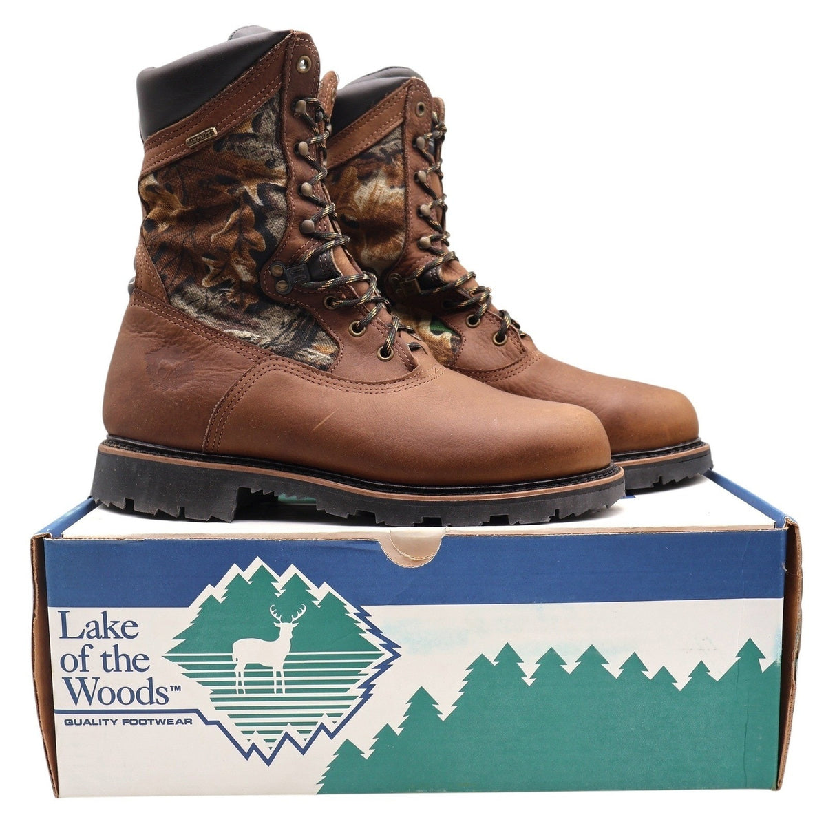 Lake of the Woods Hunting Boots Mens 10.5 D Vintage USA Leather Camo 800g 5263 - take2supply