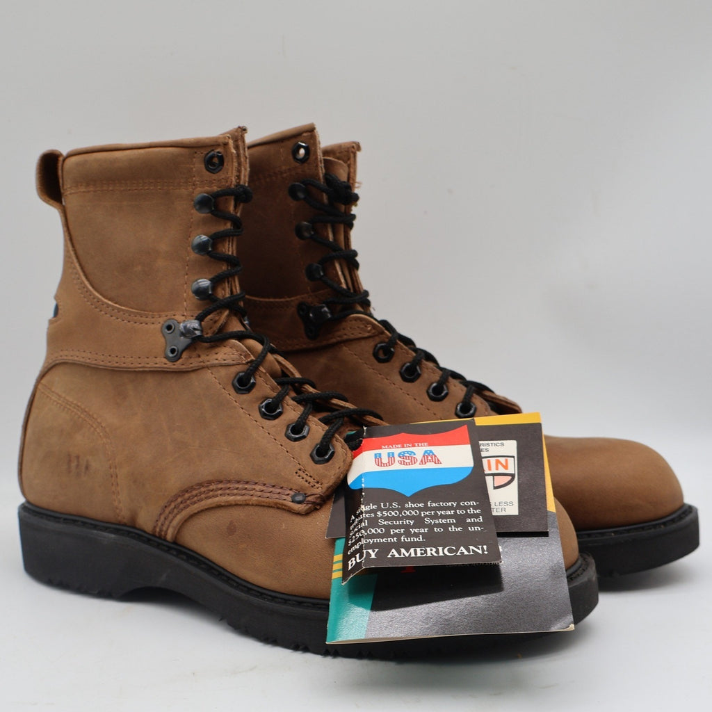 Carolina Work Boots Mens 9 D Vintage 90s Brown Leather 4Comfort Made in USA 839