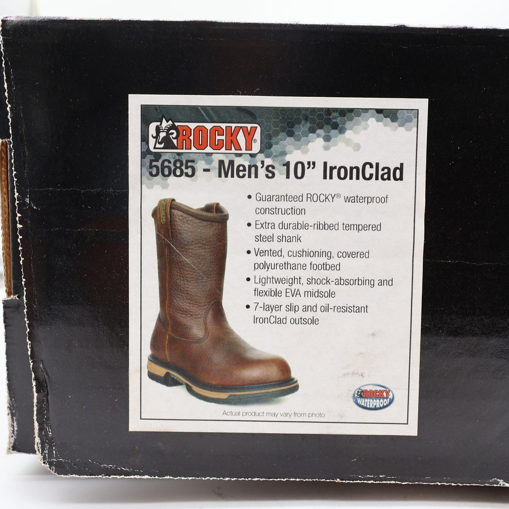 Rocky IronClad 5685 10-Inch Waterproof Pull-On Work Boots Men's 13M Brown NWT