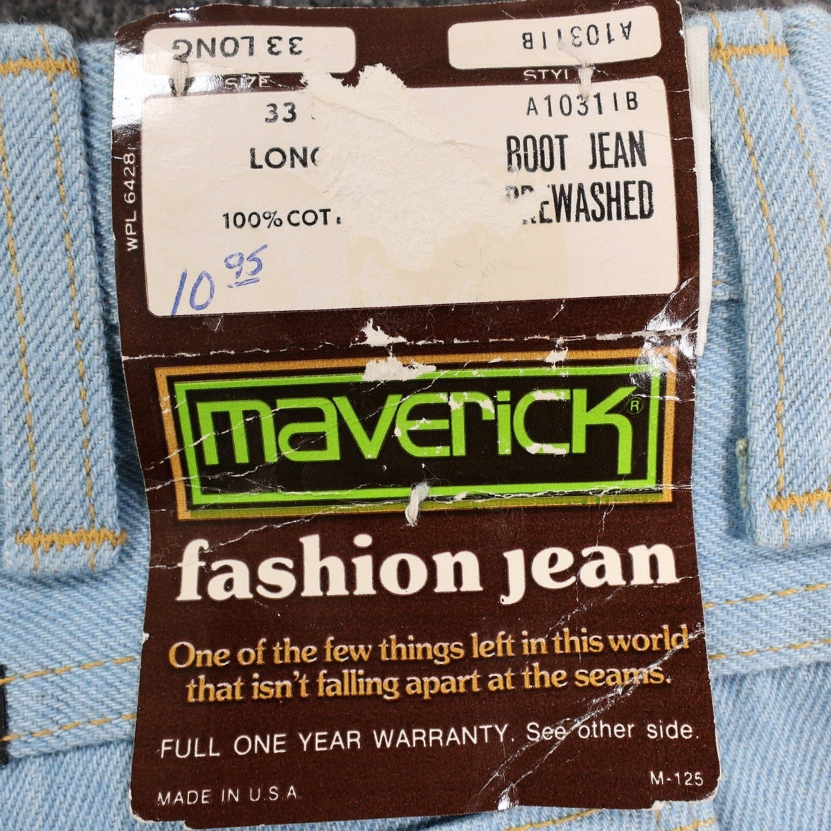 Maverick Vintage 70s Bootcut Jeans Mens 33 Long Light Blue USA Made NOS NWT - take2supply