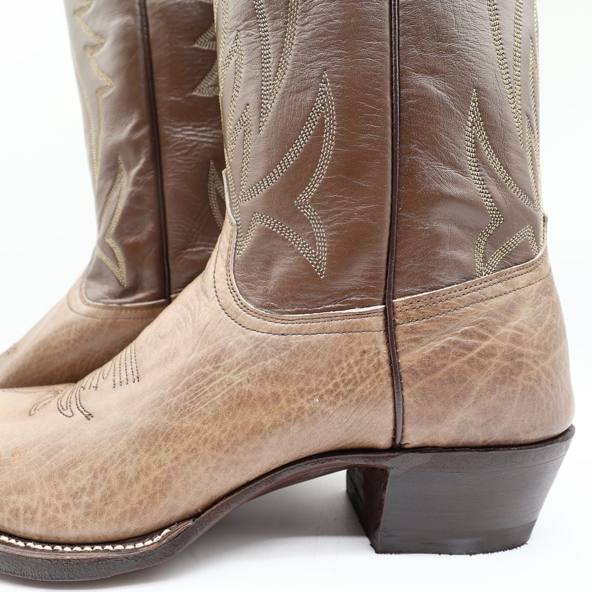 Wrangler Vintage Trophy Series Cowboy Boots Mens 10.5 D Taupe Leather NIB USA