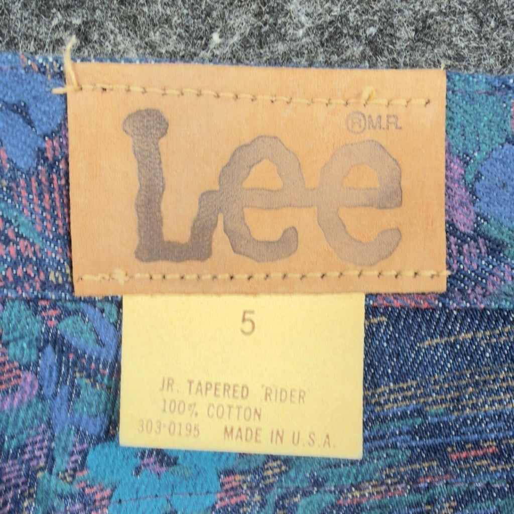 Lee Vintage 90s Tapered Rider Jeans Juniors 5 Blue Floral Cotton NWT Made in USA