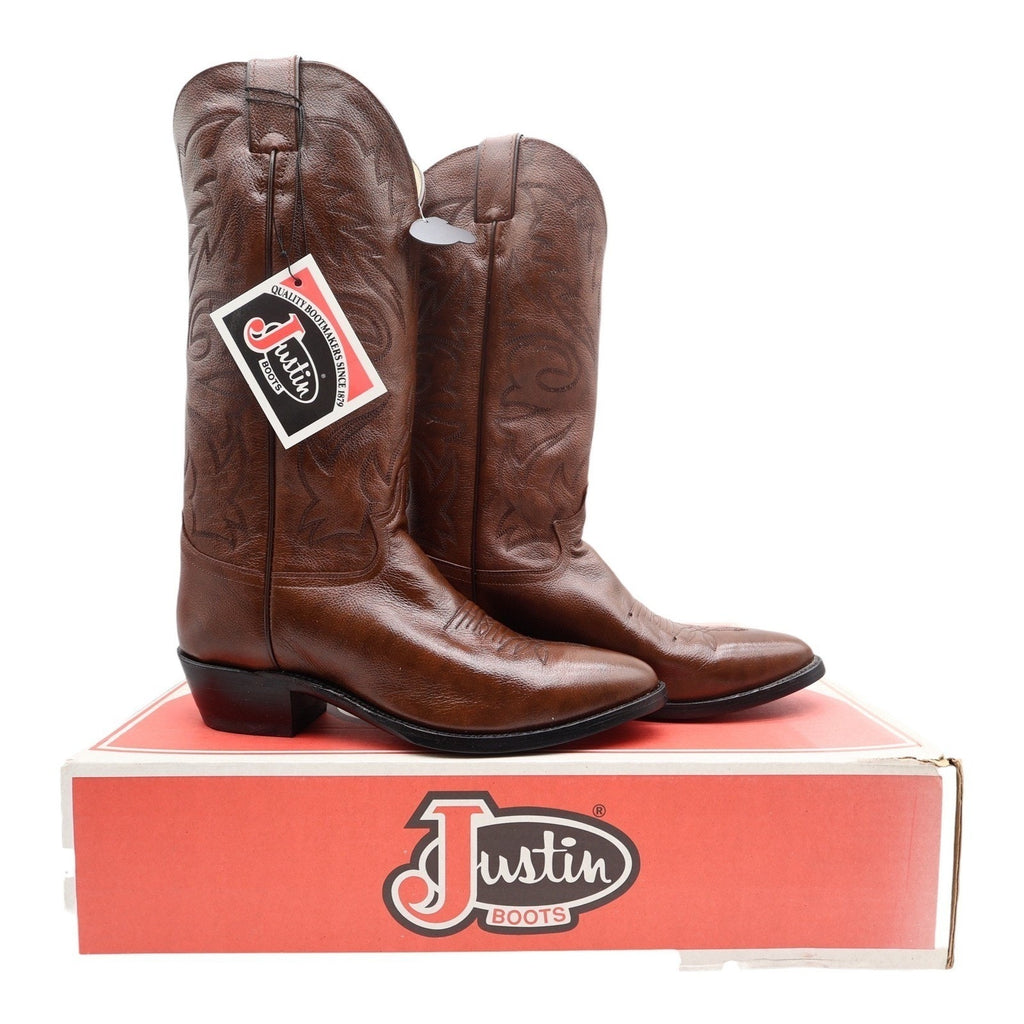 Justin Vintage 1450 Western Cowboy Boots Mens 9 D Tan Brown Leather NIB NWT