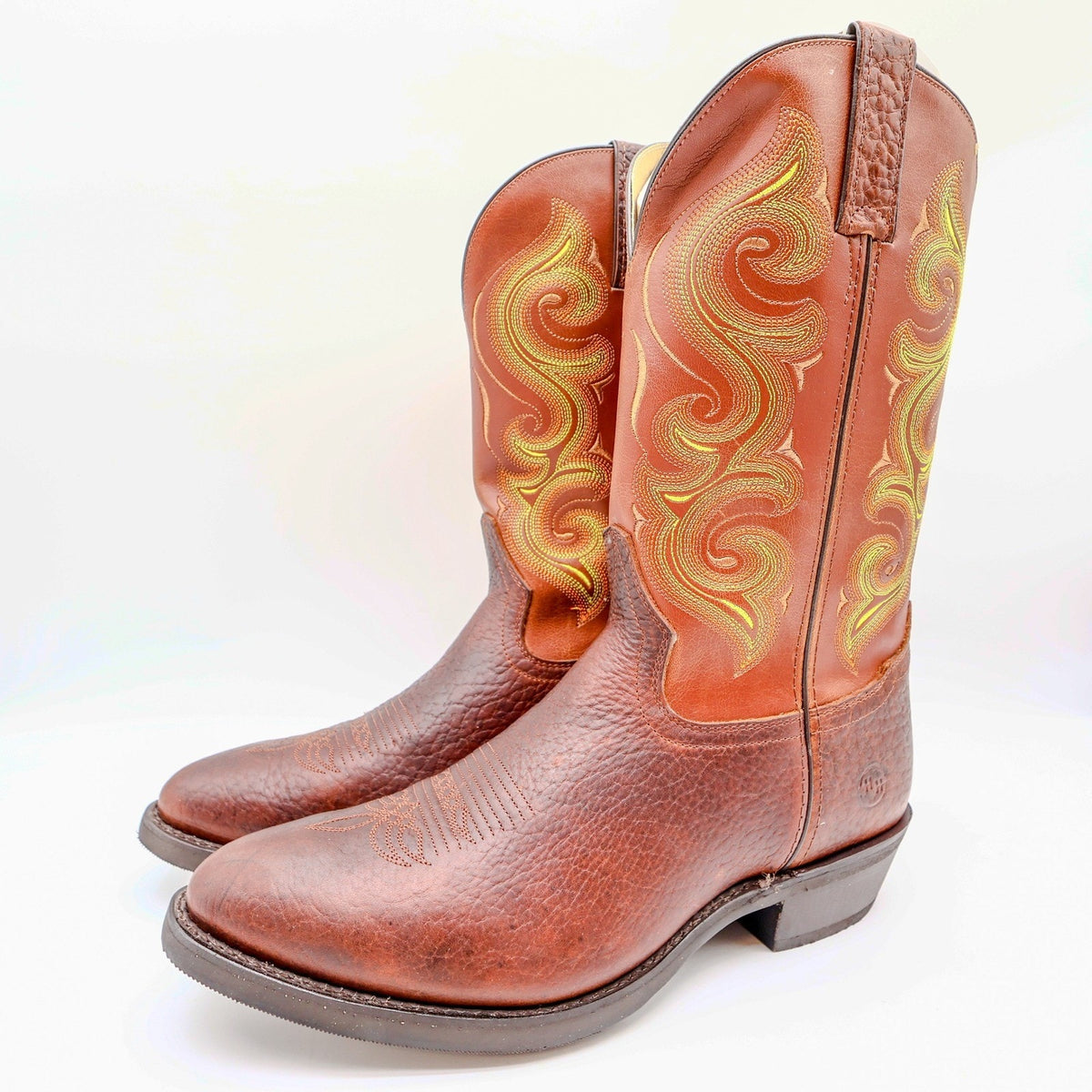 Double-H Western Mustang Boots Mens 11 EE Rust Leather Excellent DH4417