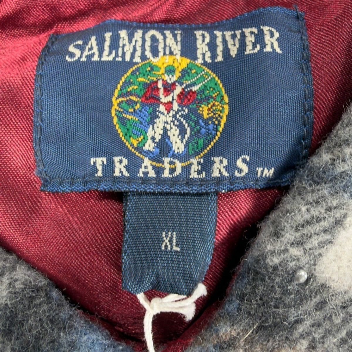 Salmon River Vintage 90s Plaid Shirt Jacket Mens XL Blue Wool Blend NWT C466