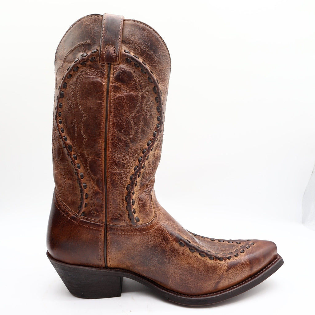 Laredo Western Boots Mens 11.5 D Brown Leather Snip Toe Bucklace 68434 NIB