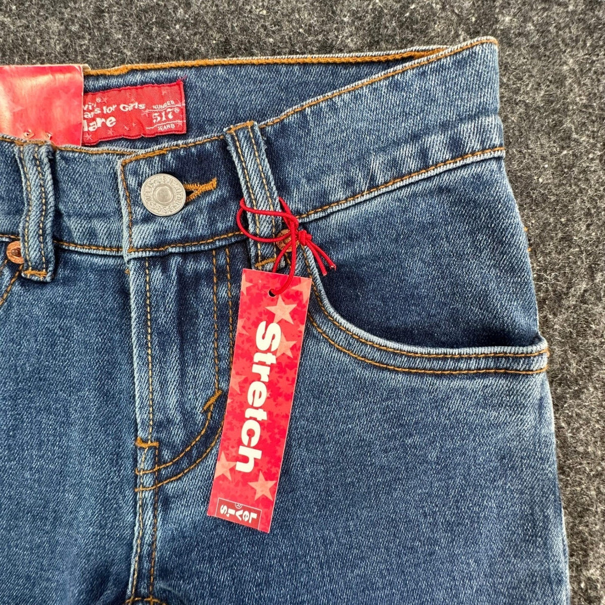 Levi's Vintage Y2K 517 Flare Jeans Girls Size 7 Blue Denim Stretch NWT