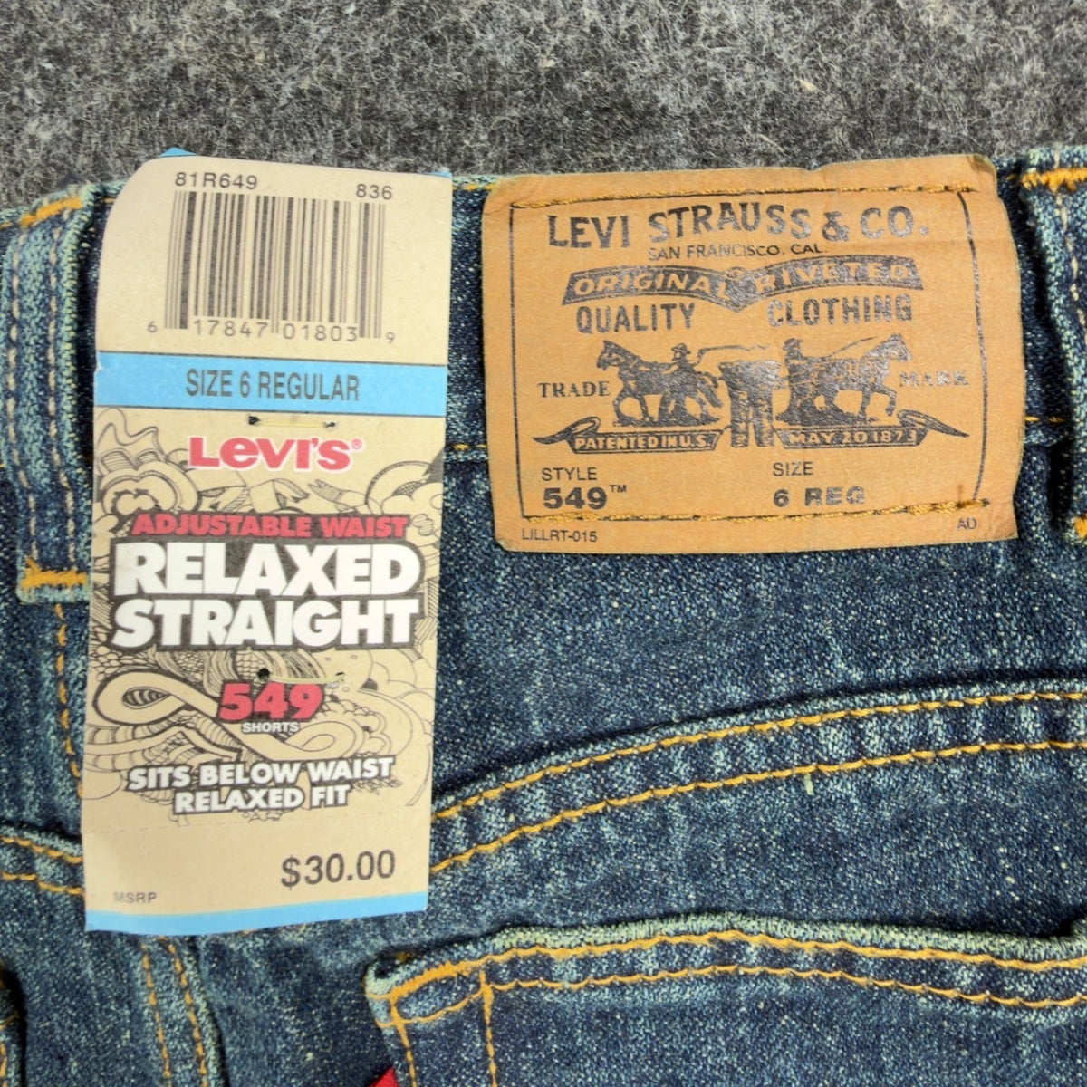 Levis Y2K 549 Relaxed Straight Shorts Boys 6 Blue Ramie Cotton NWT