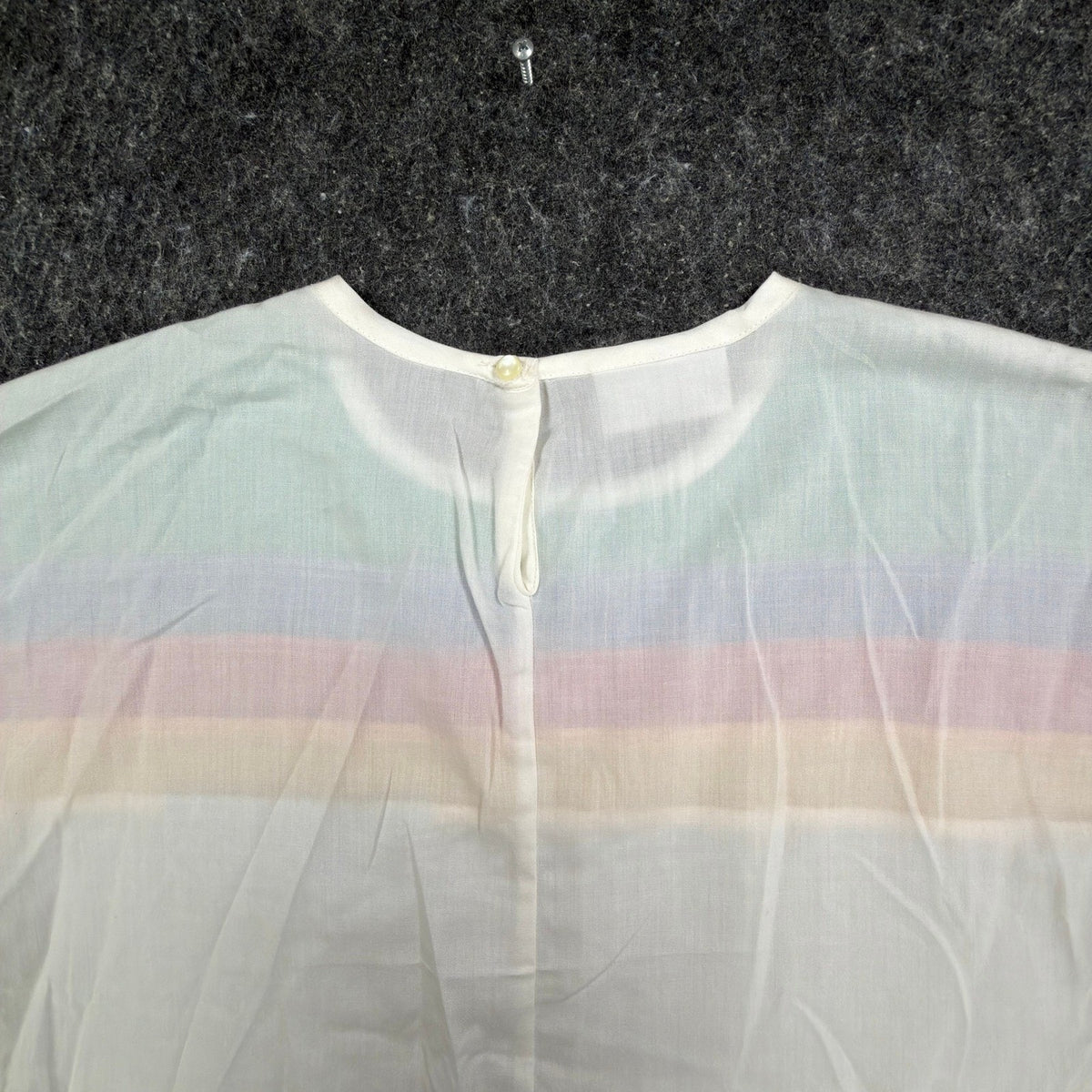 Xtrovert Vintage 80s Rainbow Stripe Top Womens Small White Deadstock NWT USA - take2supply