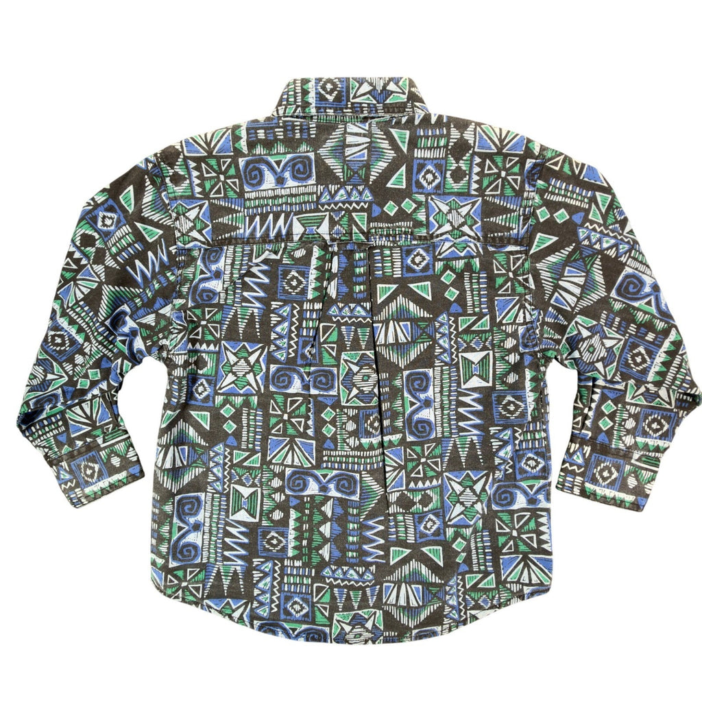 Dockers Vintage 90s Shirt Boys Small 8-10 Geometric Aztec NWT Deadstock