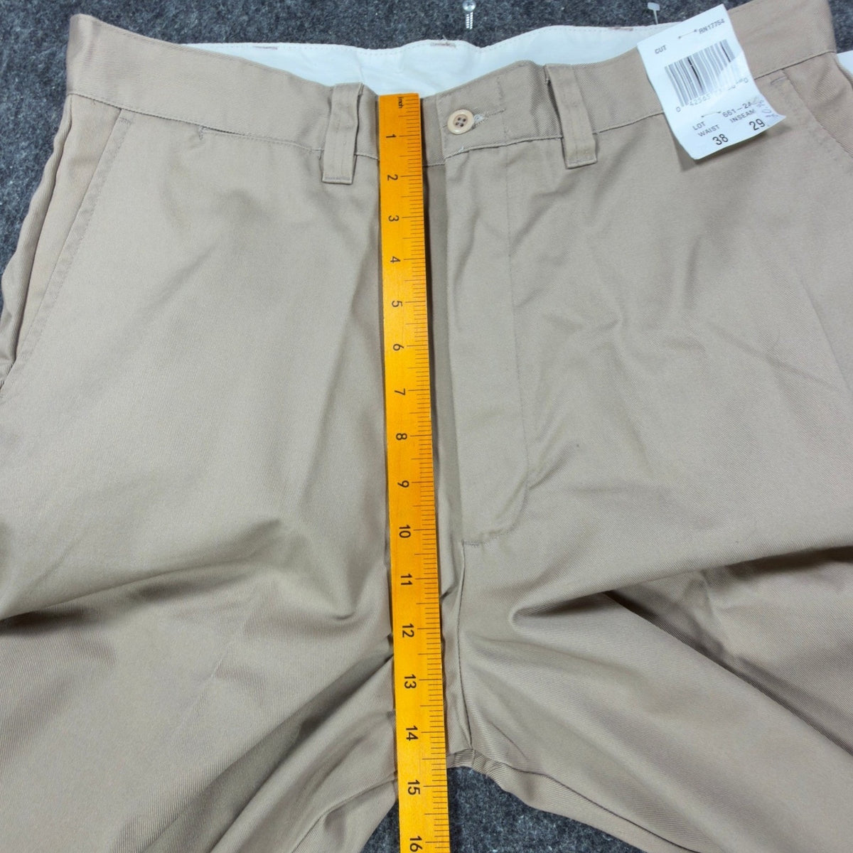 Key Industries Y2K Work Khakis Men 38x29 Tan Poly Cotton NWT