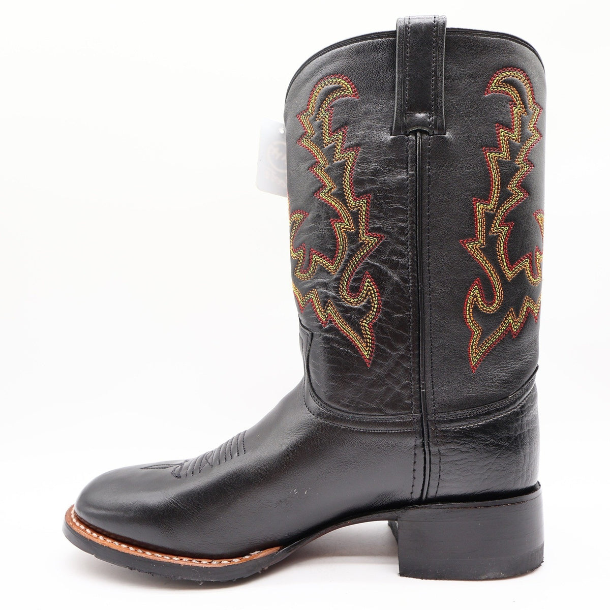 Vintage Double-H Men's 9M Black Bullfight Leather Super Roper Boots 3392 NWB