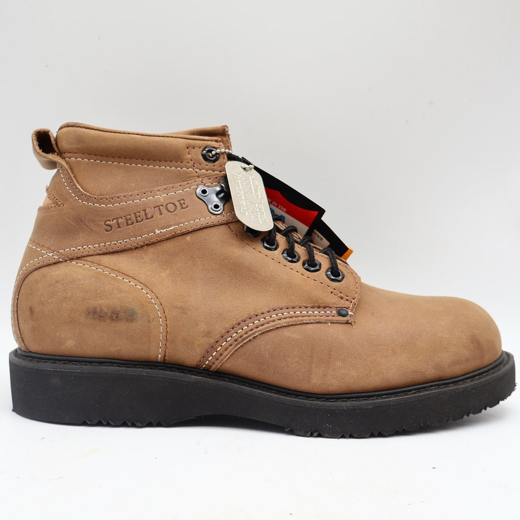 Carolina Steel Toe Work Boots Mens 9.5 D Vintage USA Leather Brown 139 Y2K NIB - take2supply