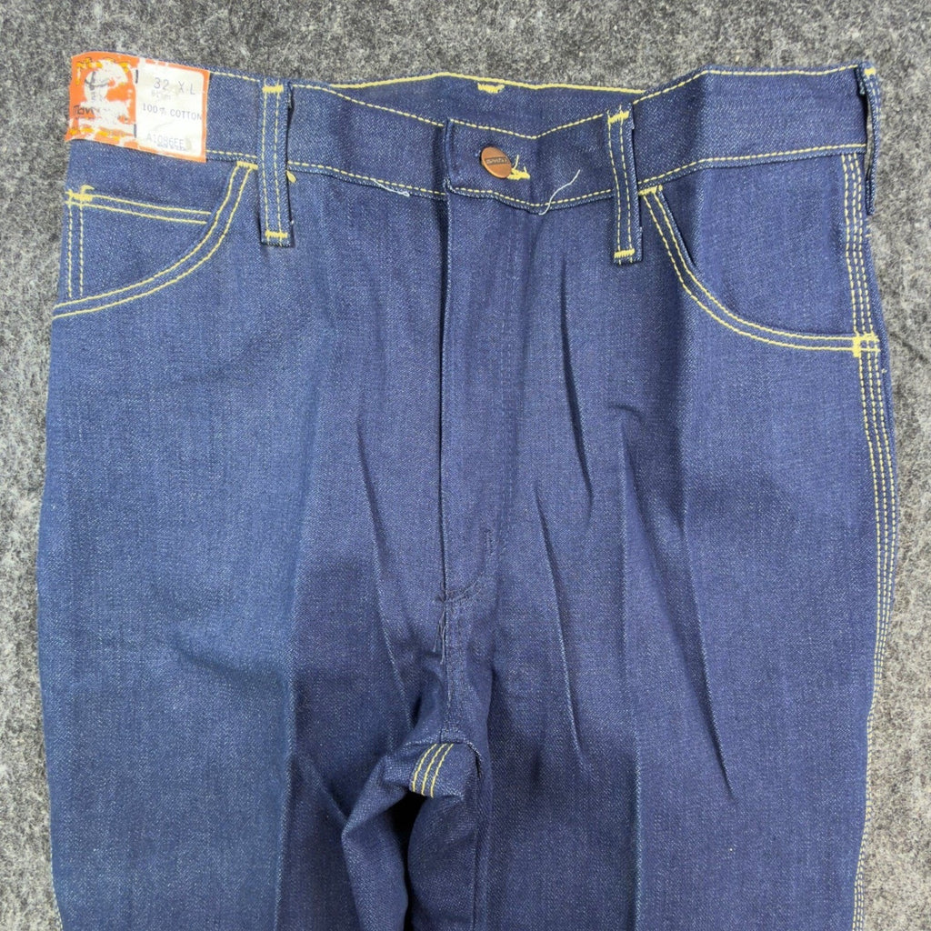 Maverick Vintage 70s Jeans Mens 32x36 Blue Denim Flare Bell Bottoms NWT USA