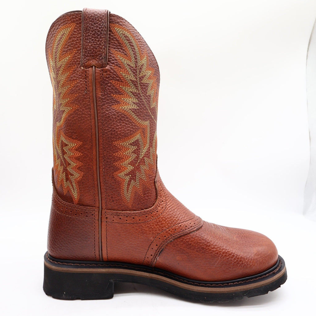 Justin Modern Stampede Work Boots Mens 8.5 D Tan Leather Western NWT Box WK4655