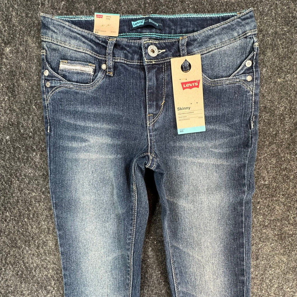 Levi's Skinny Jeans Girls 10 Blue Denim Stretch Adjustable Waist Ramie NWT