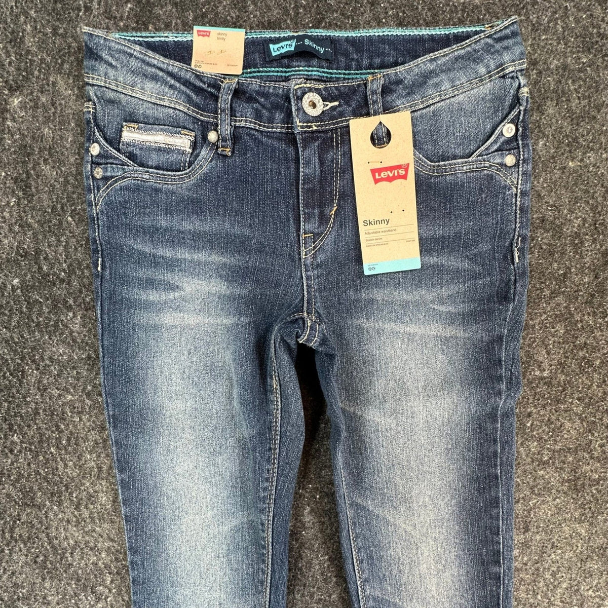 Levi's Skinny Jeans Girls 10 Blue Denim Stretch Adjustable Waist Ramie NWT