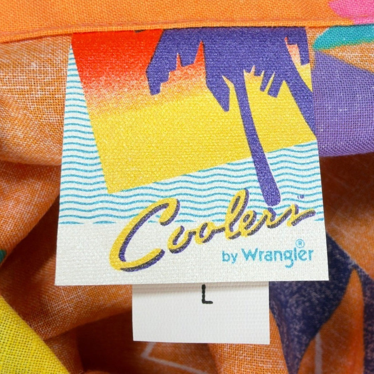 Wrangler Coolers Vintage 80s Geometric Shirt Boys Large Orange Cotton NWT - take2supply