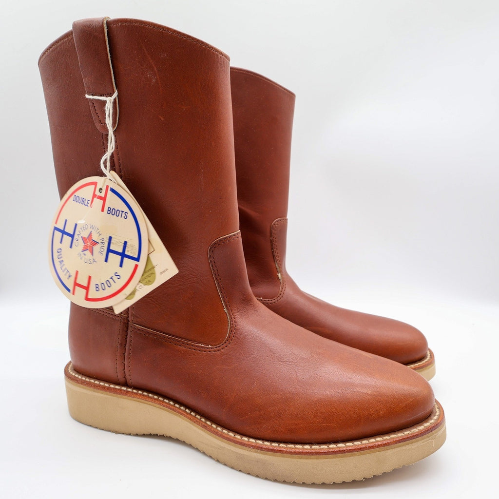 Double H Vintage 3711 Boots Mens 8.5D Brown Leather Wedge Sole NWT