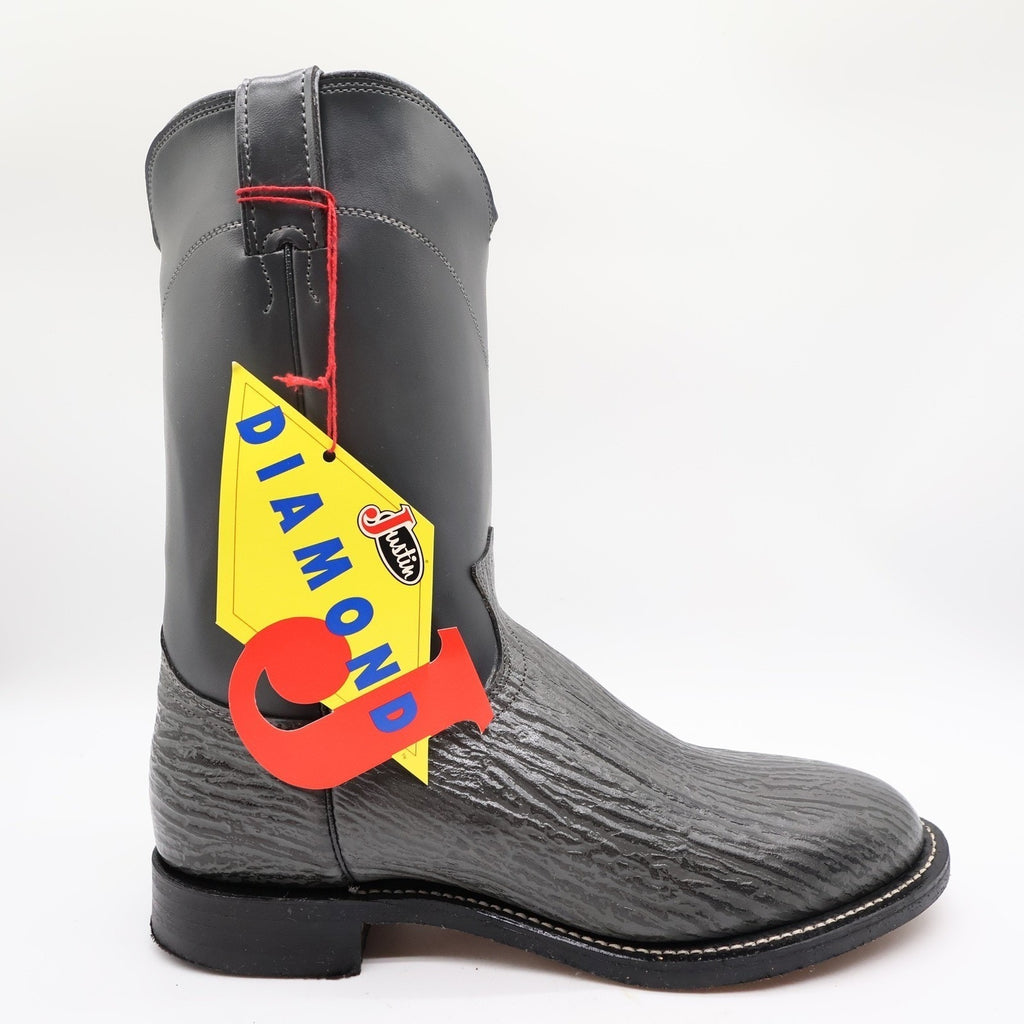 Justin Diamond J Cowboy Boots Mens 8.5 D Grey Shark Print Leather NWT