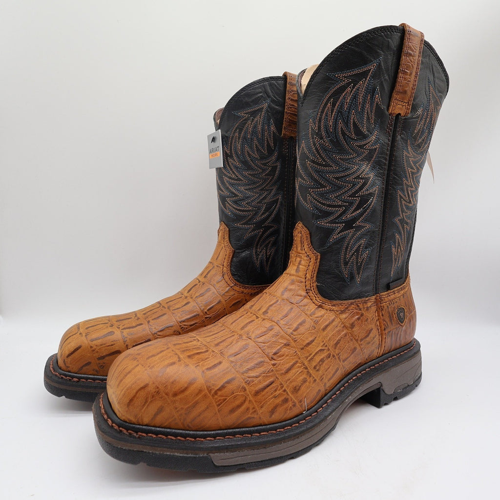Ariat WorkHog Comp Toe Boots Mens 12 Distressed Brown Hornback Leather NIB