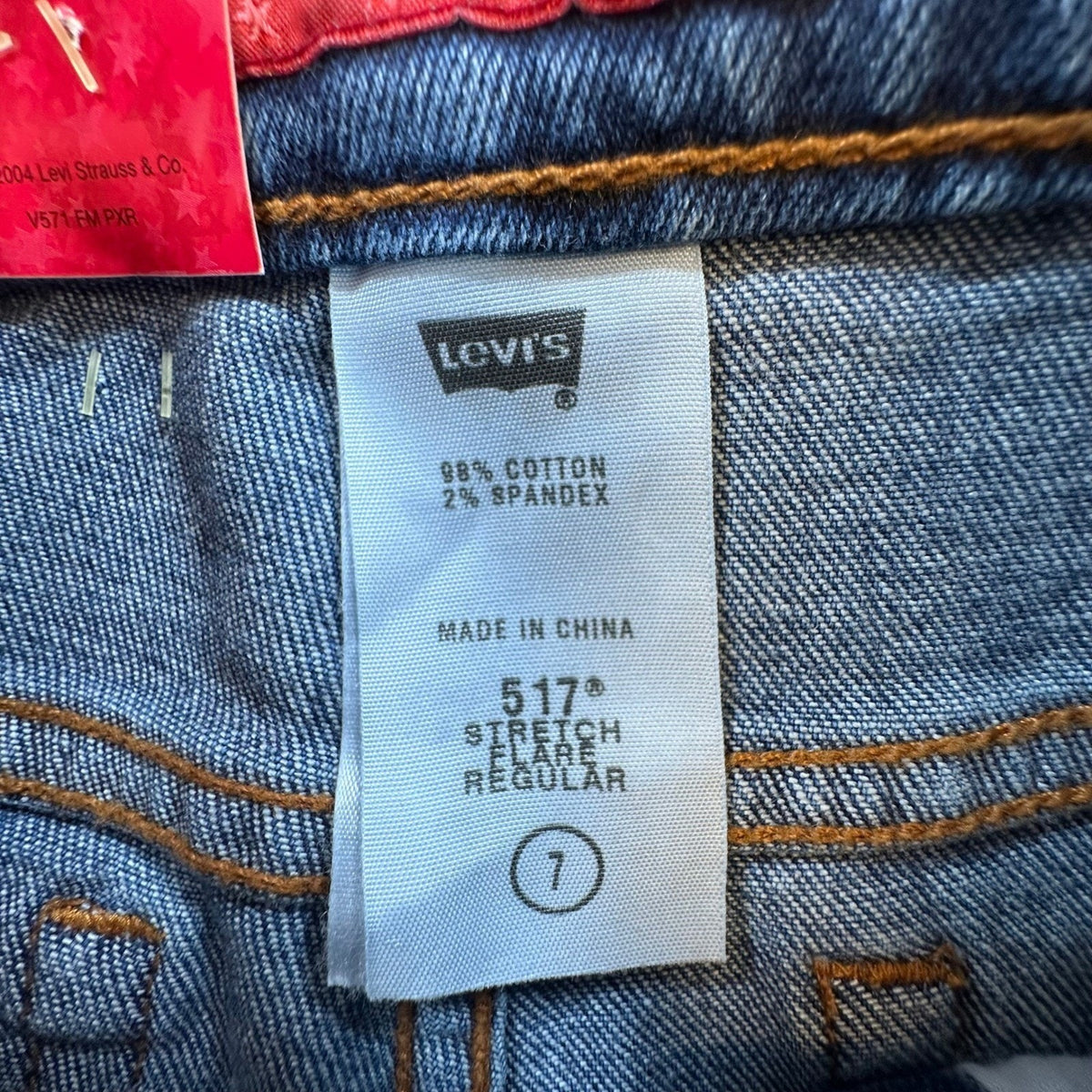 Levi's Vintage Y2K 517 Flare Jeans Girls Size 7 Blue Denim Stretch NWT
