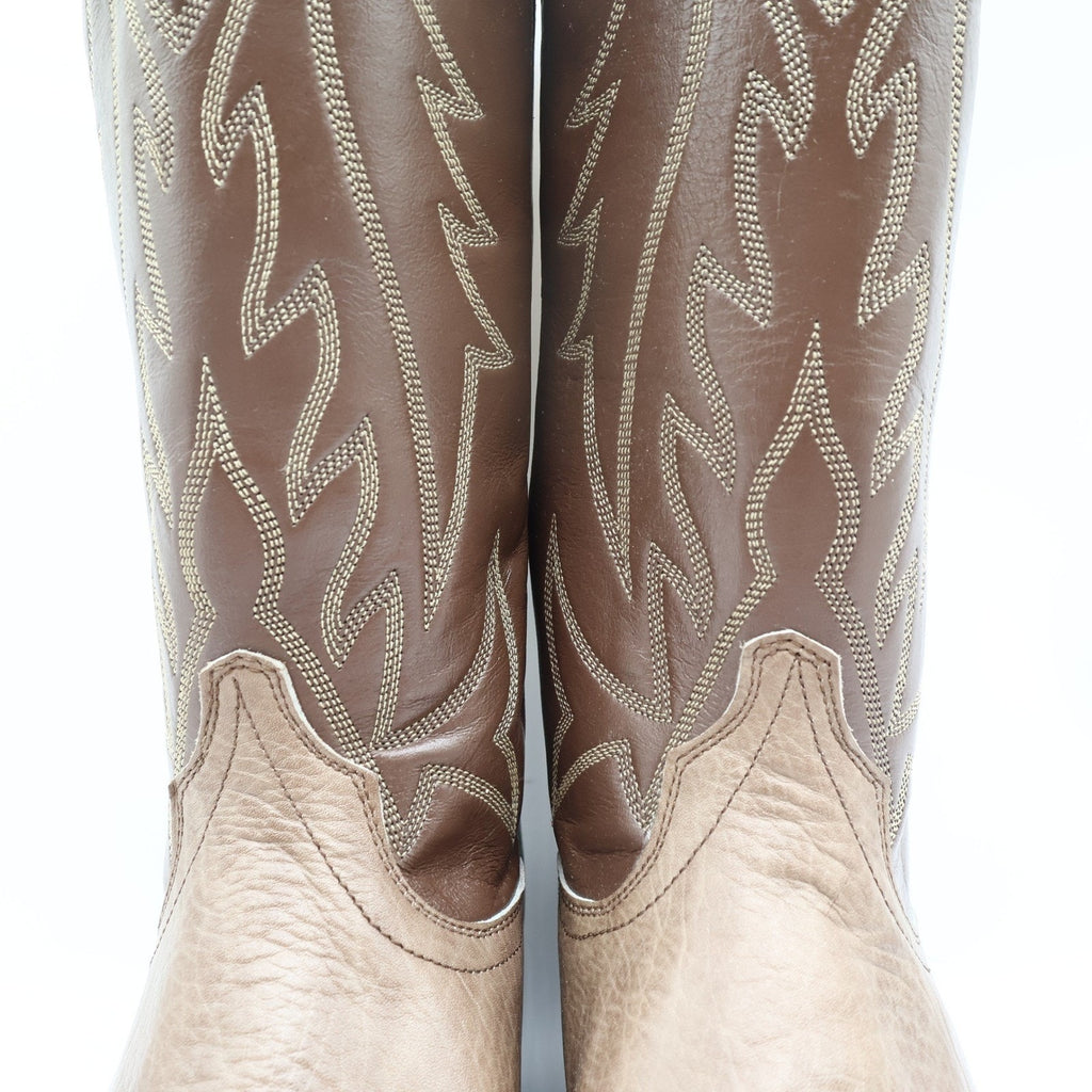 Wrangler Vintage Trophy Series Cowboy Boots Mens 10.5 D Taupe Leather NIB USA