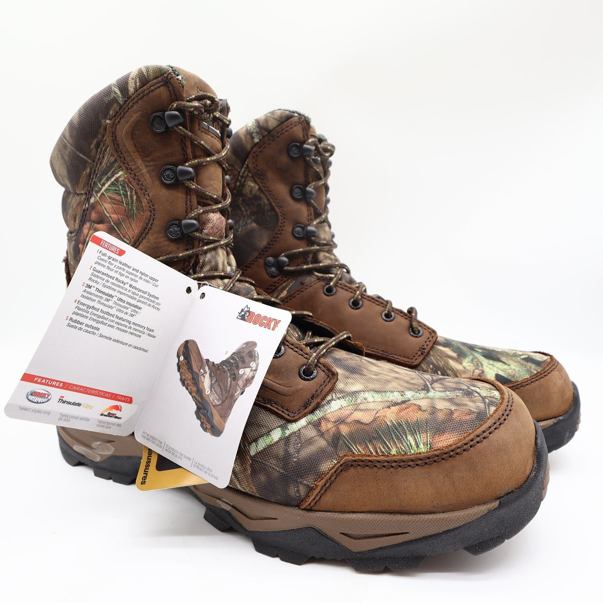 Rocky Retraction Hunting Boots Mens 11M Brown Camo Leather Waterproof New