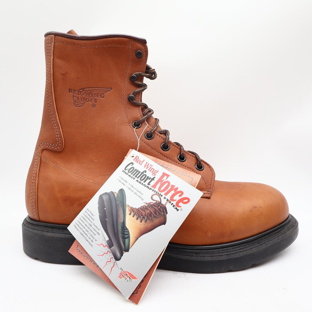 Red Wing 942 Comfort Force Boots Mens 9.5 D Tan Leather Deadstock NWT USA Made