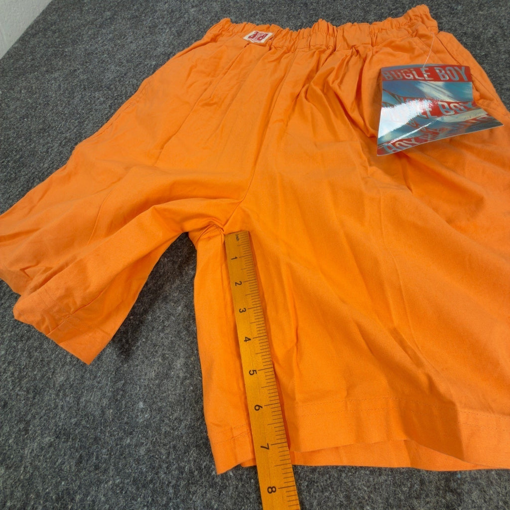 Bugle Boy Vintage 90s Shorts Boys 9 Neon Orange Cotton Elastic Waist NOS - take2supply