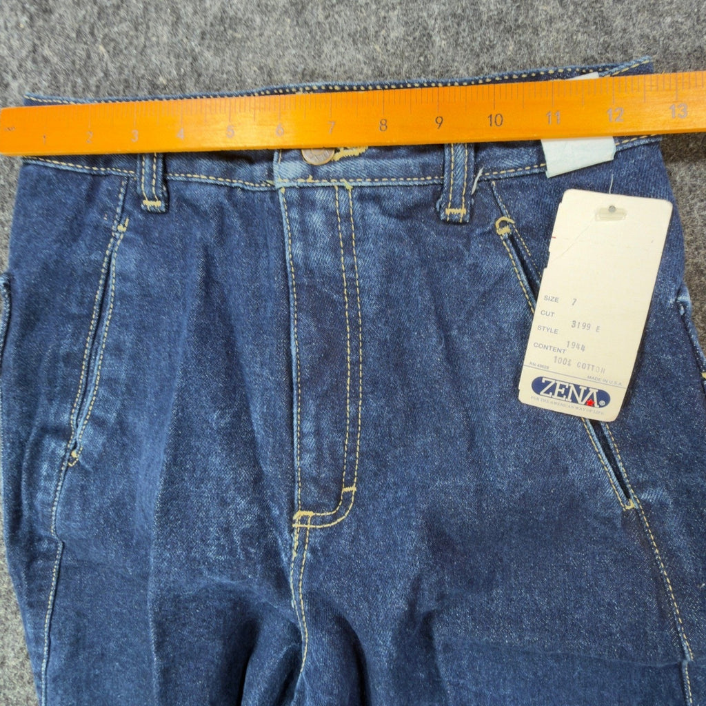 Zena Vintage 90s Jeans Womens 7 Blue Cotton Denim High Rise Tapered Leg NWT USA