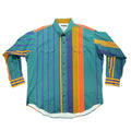 Ruddock Bros Vintage Western Shirt Mens 18.5 Green Striped Cotton Excellent