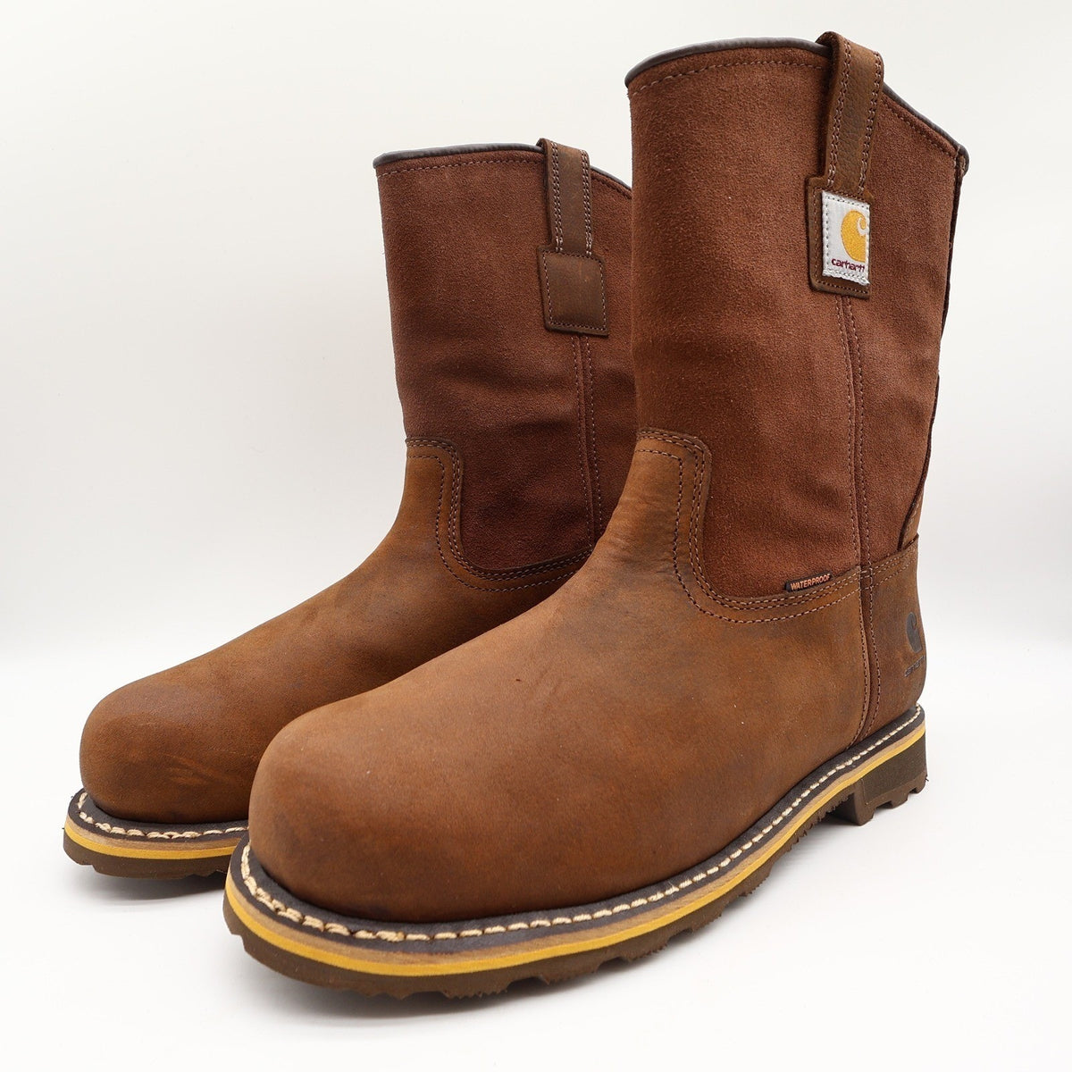 Carhartt Waterproof 10-Inch Pull-On Work Boot Mens 12 Brown Leather New CMP1053 - take2supply