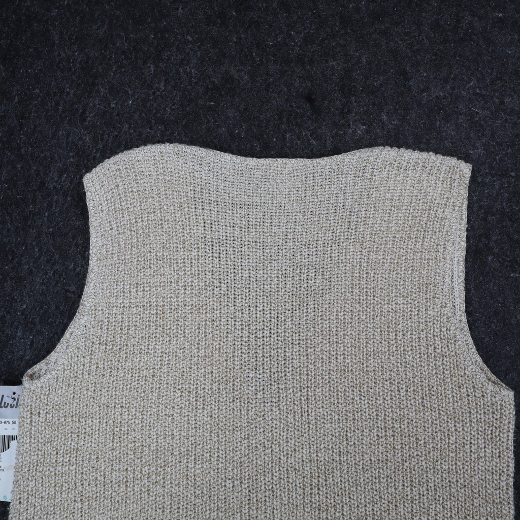 Lucia Sweater Vest Womens Medium Vintage 90s Beige Cotton Knit Button Front USA