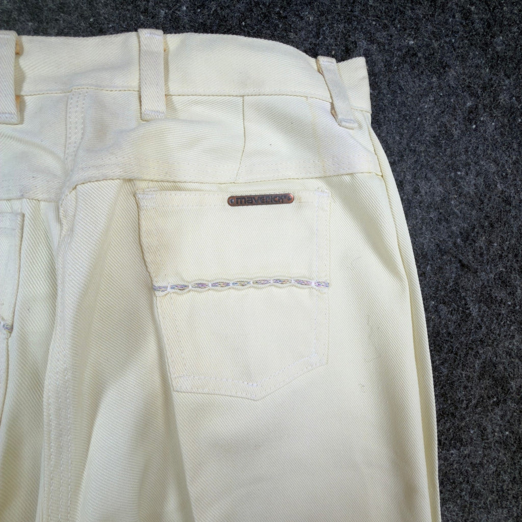 Lady Maverick Pants Womens 12 Vintage 70s Cream High Rise Wide Leg Deadstock NWT