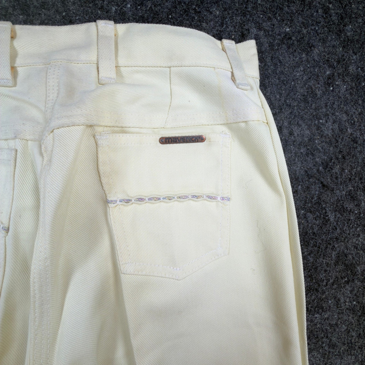 Lady Maverick Pants Womens 12 Vintage 70s Cream High Rise Wide Leg Deadstock NWT