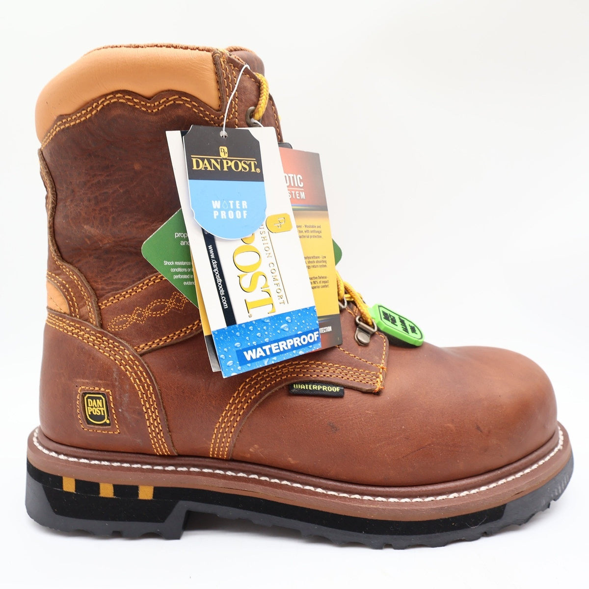 Dan Post DP68484 Work Boots Mens 10D Brown Leather Alloy Toe Waterproof NWT