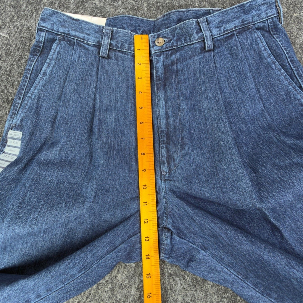 Haggar Y2K BL2K Denim Pants Mens 33x30 Blue Cotton Pleated New With Tags