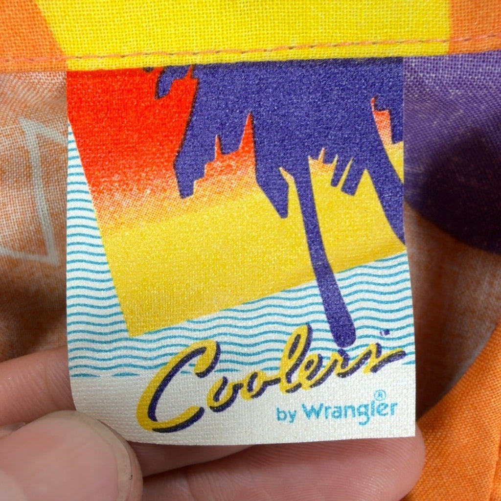 Wrangler Vintage 80s Geometric Shirt Mens S Orange Cotton NWT Deadstock USA - take2supply