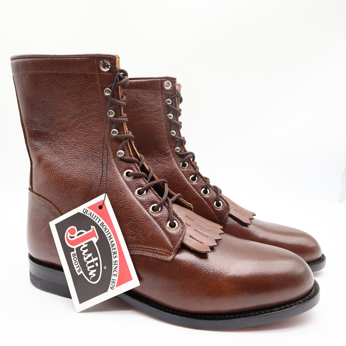 Justin Vintage Lace Up Boots Womens 9 B Tan Corona Leather Deadstock NWT L0508 - take2supply