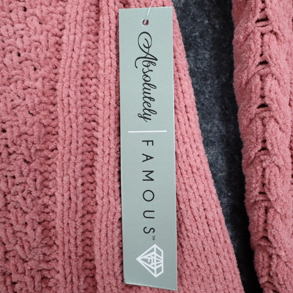 Absolutely Famous Chenille Cable Knit Sweater Womens XL Pink Scalloped Hem NEW